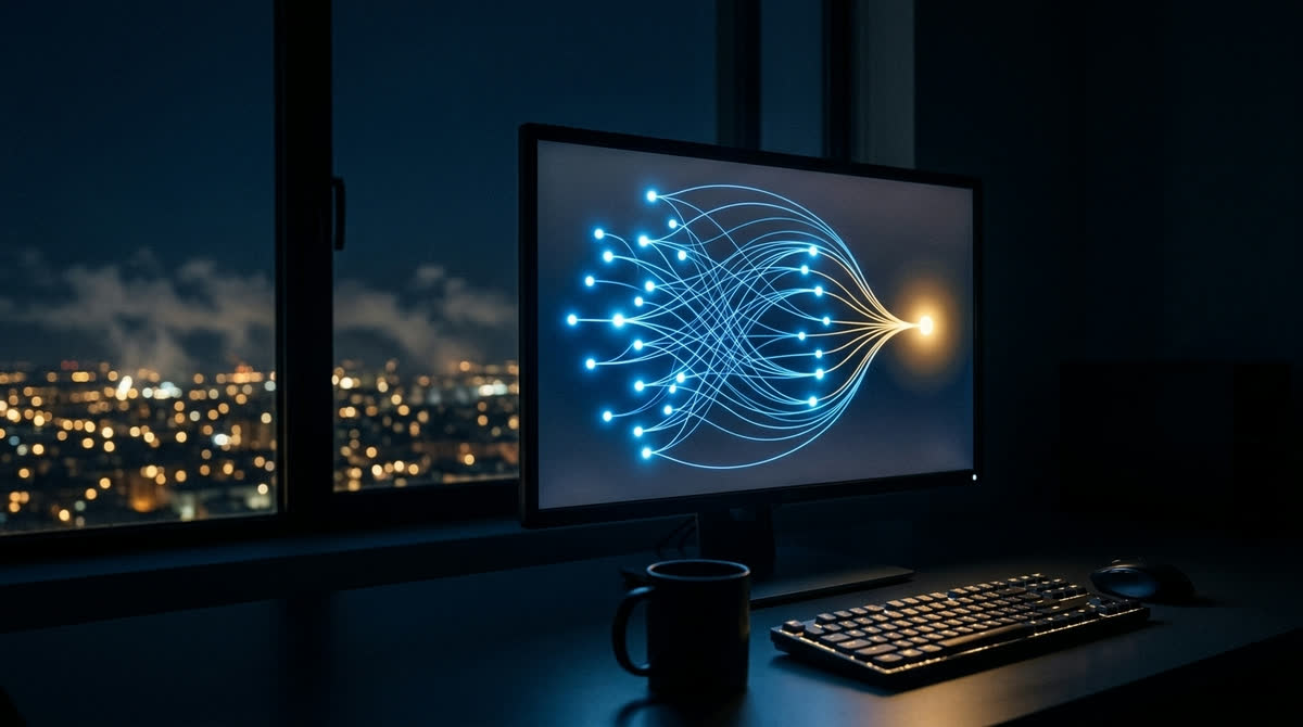 AI automation workflow of connected nodes on an office monitor: the cost of implementing one AI workflow